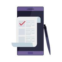 smartphone per voto online icona isolata vettore