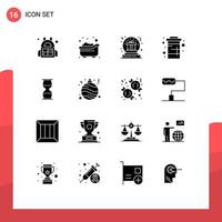16 solido glifo concetto per siti web mobile e applicazioni clessidra bibita ciotola bevanda Coca Cola modificabile vettore design elementi
