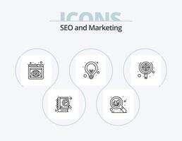 SEO linea icona imballare 5 icona design. rapporto. testa sparo. crescita. utenti. uditorio vettore