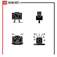 impostato di 4 moderno ui icone simboli segni per presentazione posta foto ethernet il computer portatile modificabile vettore design elementi