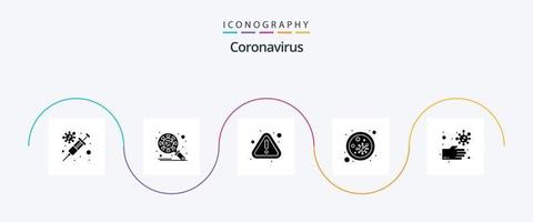 coronavirus glifo 5 icona imballare Compreso batteri. germi. virus. sangue. virus vettore