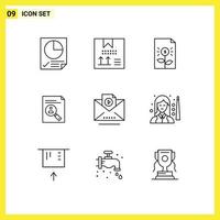 impostato di 9 moderno ui icone simboli segni per CV appunti programmazione applicazione finanza modificabile vettore design elementi
