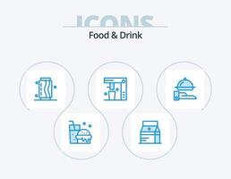 cibo e bevanda blu icona imballare 5 icona design. cibo. bere. latte. caffè creatore. cibo vettore