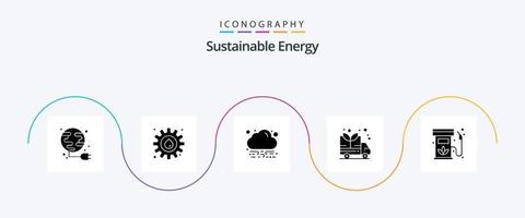 sostenibile energia glifo 5 icona imballare Compreso gas. diesel. energia. biodiesel. verde vettore