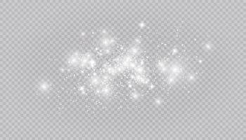 effetto luce incandescente con molte particelle glitter isolate