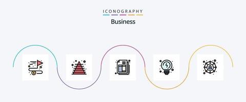attività commerciale linea pieno piatto 5 icona imballare Compreso . sociale. fattura. connessioni. soluzioni vettore