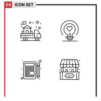 mobile interfaccia linea impostato di 4 pittogrammi di consegna Scrivi vero cuore Chiacchierare modificabile vettore design elementi