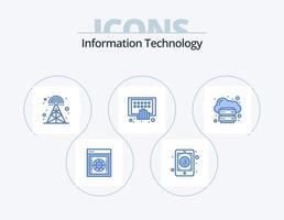informazione tecnologia blu icona imballare 5 icona design. Telefono. digitale. posta. app. Radio vettore