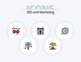 SEO linea pieno icona imballare 5 icona design. tazza. guarda. discorso. volta. valutazione vettore