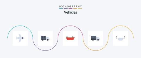 veicoli piatto 5 icona imballare Compreso veicoli. schema. velocità. drone. camion vettore