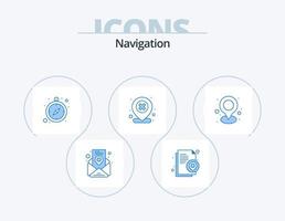 navigazione blu icona imballare 5 icona design. spillo. Posizione. bussola. attraversare. perno vettore