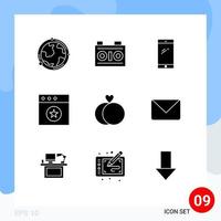 pittogramma impostato di 9 semplice solido glifi di matrimonio preferito fotografia App huawei modificabile vettore design elementi