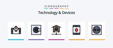dispositivi linea pieno 5 icona imballare Compreso vinile. musica. dispositivi. dj. tecnologia. creativo icone design vettore