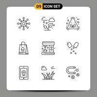 9 creativo icone moderno segni e simboli di caffè Pasqua foglia Borsa riciclare modificabile vettore design elementi