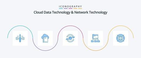 nube dati tecnologia e Rete tecnologia blu 5 icona imballare Compreso ragnatela . informatica. freccia . Rete. cartella vettore