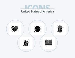 Stati Uniti d'America glifo icona imballare 5 icona design. bere. bottiglia. nazione. giorno. palla vettore