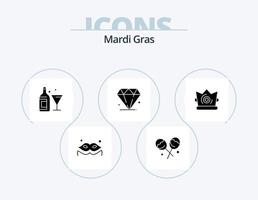 mardi gras glifo icona imballare 5 icona design. . re. bottiglia. corona. mardi gras vettore