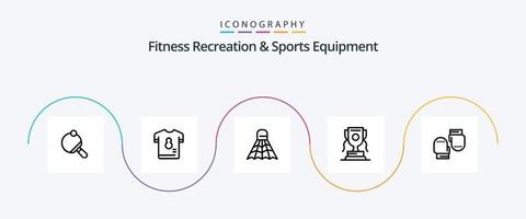 fitness ricreazione e gli sport attrezzatura linea 5 icona imballare Compreso boxe. sport. calcio. premio. gioco vettore