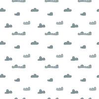 bambino carino doodle nuvole seamless pattern in stile scandinavo. sfondi nordici per bambini disegnati a mano di vettore, vacanze vettore