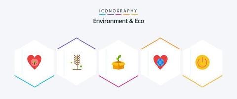 ambiente e eco 25 piatto icona imballare Compreso mondo. ecologia. estate. potenza. energia vettore