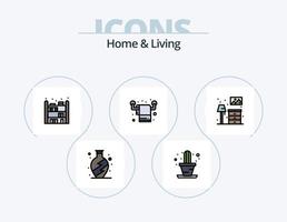 casa e vivente linea pieno icona imballare 5 icona design. arredamento. casa. vita. tavolo. vivente vettore
