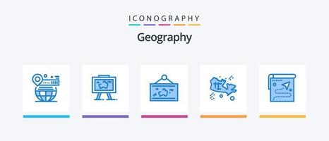 geo grafia blu 5 icona imballare Compreso tesoro. carta geografica. foto. immagine. appendere. creativo icone design vettore