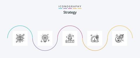 strategia linea 5 icona imballare Compreso attività commerciale uomo. attività commerciale. razzo. crescita. Software vettore