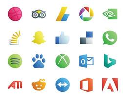 20 sociale media icona imballare Compreso xbox spotify domanda WhatsApp piace vettore