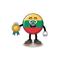 Lituania bandiera cartone animato illustrazione con soddisfazione garantito medaglia vettore