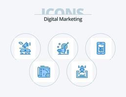 digitale marketing blu icona imballare 5 icona design. megafono. avviare. aprire. megafono vettore