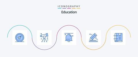 formazione scolastica blu 5 icona imballare Compreso matita. comporre. scienza. squillo. mano campana vettore