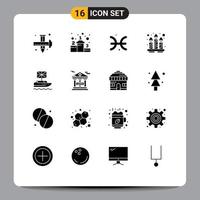 16 utente interfaccia solido glifo imballare di moderno segni e simboli di Britannico vassoio astrologia terme candele modificabile vettore design elementi