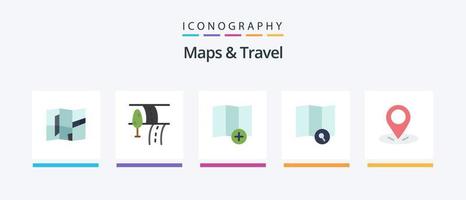 mappe e viaggio piatto 5 icona imballare Compreso . nuovo. spillo. GPS. creativo icone design vettore