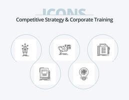 competitivo strategia e aziendale formazione linea icona imballare 5 icona design. grafico. attività commerciale. sviluppo. ridurre. spese vettore