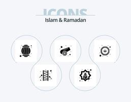 Islam e Ramadan glifo icona imballare 5 icona design. qibla. bussola. stella. musulmano. canone vettore