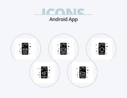 androide App glifo icona imballare 5 icona design. privacy. borsa. cestino. in linea portafoglio. in linea vettore
