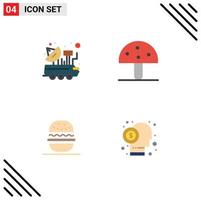 impostato di 4 commerciale piatto icone imballare per auto verdura segnale cibo mangiare modificabile vettore design elementi