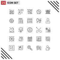 universale icona simboli gruppo di 25 moderno Linee di banca casa gioco arte gli sport matita modificabile vettore design elementi
