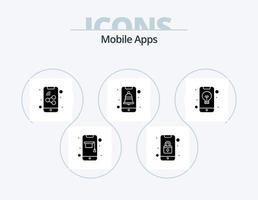 mobile applicazioni glifo icona imballare 5 icona design. applicazione. notifica. mobile. interfaccia. App vettore