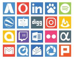 20 sociale media icona imballare Compreso posta gmail instagram App netto parola vettore