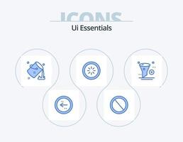 ui essenziali blu icona imballare 5 icona design. connessione. respingente. spazzatura. dipingere. colore vettore