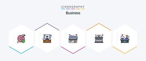 attività commerciale 25 riga piena icona imballare Compreso Lavorando. consulenza. credito carta. Chiacchierare. finanza vettore