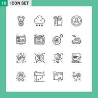 mobile interfaccia schema impostato di 16 pittogrammi di in linea del desktop bevanda zombie mutazione modificabile vettore design elementi