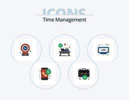 tempo gestione piatto icona imballare 5 icona design. ora. davanti. gestione. scrivania. mira vettore