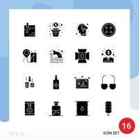 gruppo di 16 solido glifi segni e simboli per Posizione camicia pulsante umano camicia capi di abbigliamento modificabile vettore design elementi