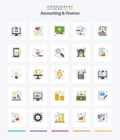 creativo contabilità e finanza 25 piatto icona imballare come come addebito. carta. reddito. attività commerciale. diploma vettore