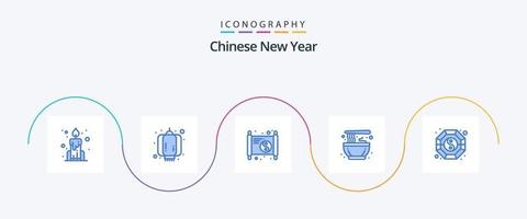 Cinese nuovo anno blu 5 icona imballare Compreso yang. zanna. nuovo. tradizionale. cultura vettore