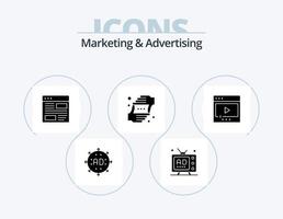 marketing e pubblicità glifo icona imballare 5 icona design. mani. telaio. multimedia. pagina. sviluppo vettore