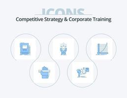 competitivo strategia e aziendale formazione blu icona imballare 5 icona design. re. corona. sviluppo. scuola. formazione scolastica vettore