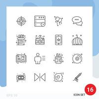 universale icona simboli gruppo di 16 moderno lineamenti di connettività forniture decorazione penna chat modificabile vettore design elementi